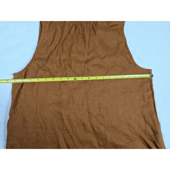 NWT Harve Bernard Blouse Top Women's Large Pure Linen Sleeveless brown tone - Picture 8 of 10